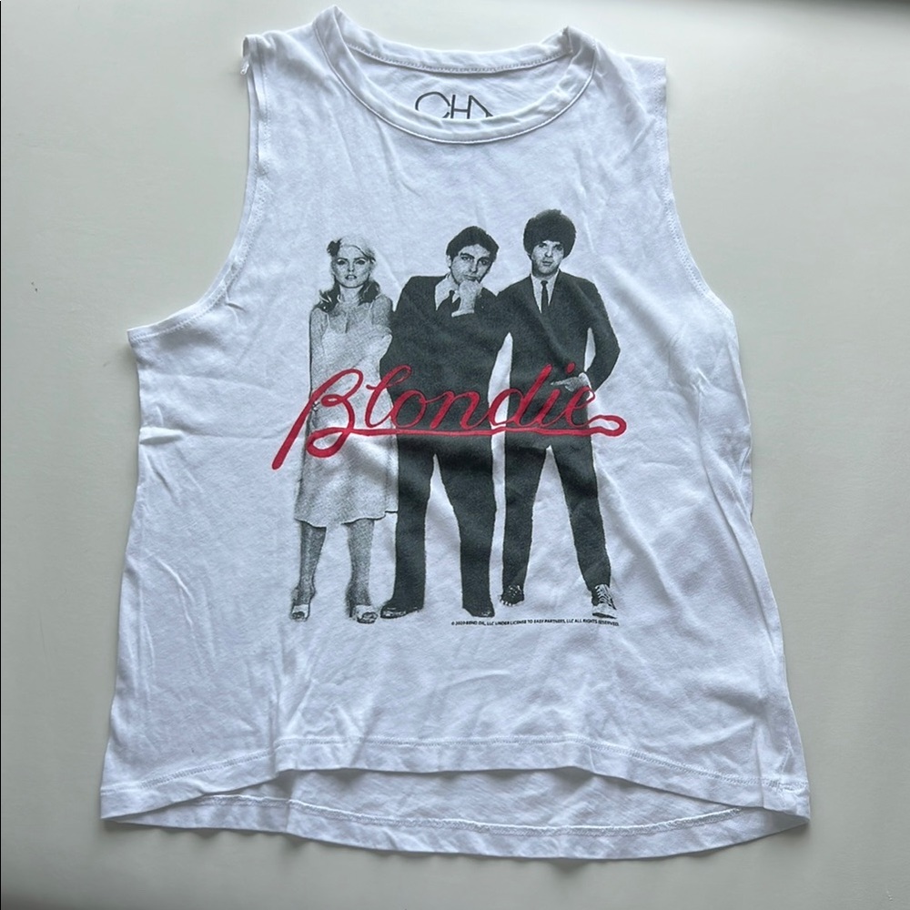 White Graphic Muscle Tee with Red Accents